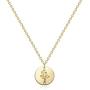 LOYATA Coin Necklace Gold Month Birth Flower Disc Pattern Engraved Pendant 14K Gold Filled Dainty Chain Personalized Floral Jewelry Gift for Women