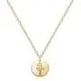 LOYATA Coin Necklace Gold Month Birth Flower Disc Pattern Engraved Pendant 14K Gold Filled Dainty Chain Personalized Floral Jewelry Gift for Women