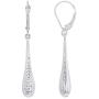 14k White Gold Textured Teardrop Dangle Drop Earrings, 6mm