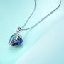 AOBOCO I Love You Mom Necklace Sterling Silver Heart Pendant Embellished with Crystals from Austria, Fine Birthday Jewelry Gifts for Mom Grandma Mother-to-be Mother-in-law Stepmom