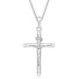 XP Jewelry Mens Sterling Silver Crucifix Pendant Curb Link Chain Necklace Italian Made - Choose Width & Length