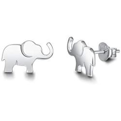 FANCIME White/Yellow/Rose Gold Plated 925 Sterling Silver Small Little Mini Cute Elephant Stud Earrings Dainty Fine Jewelry For Women Girls