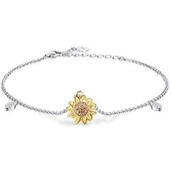 925 Sterling Silver Sunflower Bracelet Jewelry Perfect Gift For Women Girls