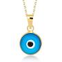 GELIN 14k Solid Gold Blue Evil Eye Protection Charm Pendant Necklace - Evil Eye Jewelry for Women