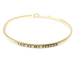 Me Plus Inspirational Youre My Person Positive Message Engraved Thin Bangle Hook Bracelet