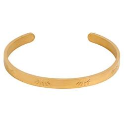 BOHWEST Bohemian Women Gold Cuff Bangle Bracelet Stainless Steel Gold Plated Tarnish Resistant Jewelry Third Eye Closed Eye Eyelash Engraved Adjustable Unisex Bracelet