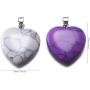 10pcs Mixed Color Heart Shaped Natural Stone Pendants Healing Stone Beads Charm Bulk for Jewelry Making DIY(A479)