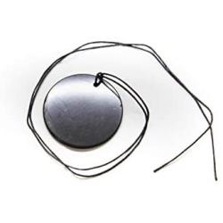 Shungite Pendant Big Circle 50mm - Guaranteed Authentic Russian Natural Shungite Stone From Karelia - Protection from Electromagnetic Field, Chakra Adjustment,100% Original Shungite