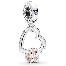 MiniJewelry fit Pandora Love Heart Charm for Bracelets Sterling Silver Dangle Charms Cubic Zirconia Heart Beads