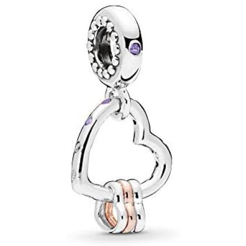 MiniJewelry fit Pandora Love Heart Charm for Bracelets Sterling Silver Dangle Charms Cubic Zirconia Heart Beads