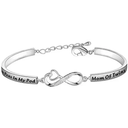 CENWA for Mom of Twins Bracelet Two Peas in A Pod Mom of Twins Jewelry Gift for New Mama