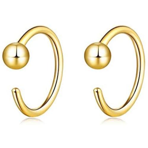 Silver Hoop Earrings, Small Huggie Open Hoop Earrings Cartilage Piercing Earrings for Women Girls