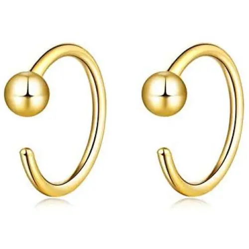 Silver Hoop Earrings, Small Huggie Open Hoop Earrings Cartilage Piercing Earrings for Women Girls
