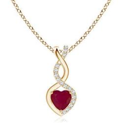 Ruby Infinity Heart Pendant with Diamonds (4mm Ruby)