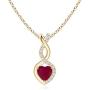 Ruby Infinity Heart Pendant with Diamonds (4mm Ruby)