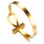 VNOX Stainless Steel Egyptian Symbol Ankh Cross Key of Life Cuff Bangle Bracelet for Women Girl,7.3''