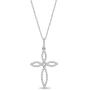 10K White Gold Diamond Cross Pendant with Sterling Silver Chain Necklace (1/4 cttw, I-J Color, I2-I3 Clarity), 18''