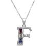 Pori Jewelers Sterling Silver Baguette and Round-Cut Crystal Initial Pendant Necklace