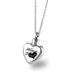 Nkoluky Urn Necklace for Ashes Memorial Heart Locket Stainless Steel Plated Pendant Keepsake Jewelry