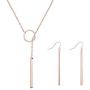HUASAI Silver Y Lariat Bar Necklace Earrings Set,Simply Drop Bar Y Chain Pendant Vertical Bar Dangle Earrings Jewelry