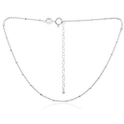 Sea of Ice Sterling Silver 1mm Diamond-Cut Bead Station Rolo Chain Necklace for Women, Size 14'' - 36'' Italy