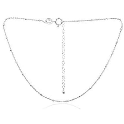 Sea of Ice Sterling Silver 1mm Diamond-Cut Bead Station Rolo Chain Necklace for Women, Size 14'' - 36'' Italy