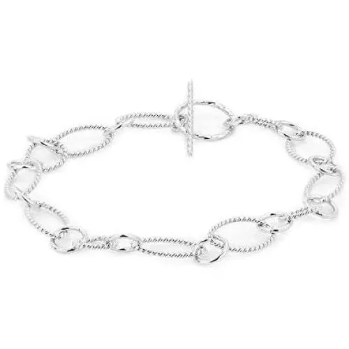 Vanbelle Stering Silver Jewelry Hand-Made Oval Fancy Link Chain Bracelets with Rhodium Plating for Women and Girls Vanbelle Stering Silver Jewelry Hand-Made Oval Fancy Link Chain Bracelets with Rhodium Plating for Women and Girls