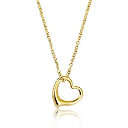 Altitude Boutique Open Heart Necklace for Women Floating Heart Necklace Hypoallergenic Simple Heart Necklace for Girls I Love You Necklace (Gold, Rose Gold, Silver)