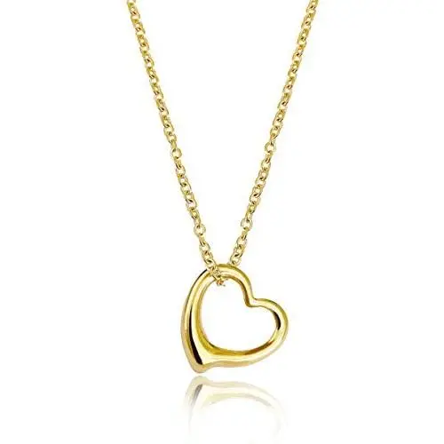 Altitude Boutique Open Heart Necklace for Women Floating Heart Necklace Hypoallergenic Simple Heart Necklace for Girls I Love You Necklace (Gold, Rose Gold, Silver)