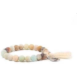 BALIBALI Handmade Mala Beads Bracelet Natural Stone Beaded Meditation Lotus Tibetan Bracelet Tassel Bracelet Japa Yoga Rosary Prayer Charm Lava Rock Oil Diffuser Bracelets
