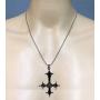 Punk Rock Gothic Jewelry inverted Black St Peter Cross Black Silver Pewter Mens pendant necklace Amulet Charm for men w Silver Ball Chain