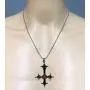 Punk Rock Gothic Jewelry inverted Black St Peter Cross Black Silver Pewter Mens pendant necklace Amulet Charm for men w Silver Ball Chain Punk Rock Gothic Jewelry inverted Black St Peter Cross Black Silver Pewter Mens pendant necklace Amulet Charm for men w Silver Ball Chain
