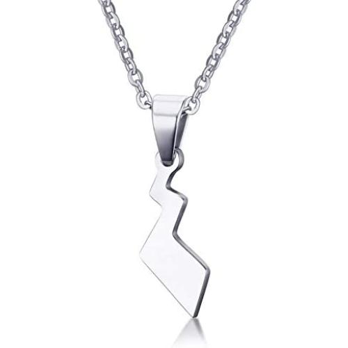 Ropman Cute Stainless Steel Poke Small Pikachus Tail Pendant Mon Toys Anime Necklaces for Girl Boy,Gold Plated,Free Chain 20''