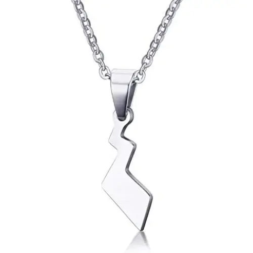 Ropman Cute Stainless Steel Poke Small Pikachus Tail Pendant Mon Toys Anime Necklaces for Girl Boy,Gold Plated,Free Chain 20''