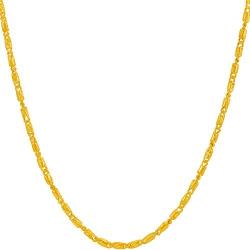 Lifetime Jewelry 2.5mm Rounded Scroll Necklace for Women and Men 24k Gold Plated