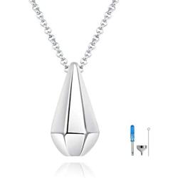 Memorial Teardrop Urn Necklace 925 Sterling Silver Drop Pendant Womens Funeral Jewelry Gift Loved Ones Cremation Ashes Keepsake