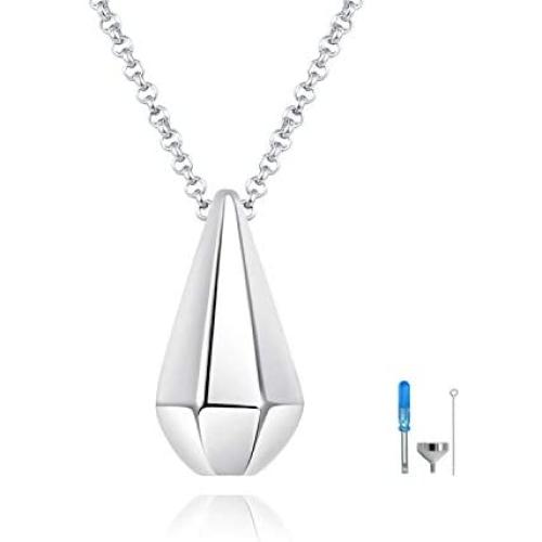 Memorial Teardrop Urn Necklace 925 Sterling Silver Drop Pendant Womens Funeral Jewelry Gift Loved Ones Cremation Ashes Keepsake