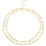 14K Gold Plated Dainty Paperclip Link Choker Chain Necklace Jewelry Set for Women Girls