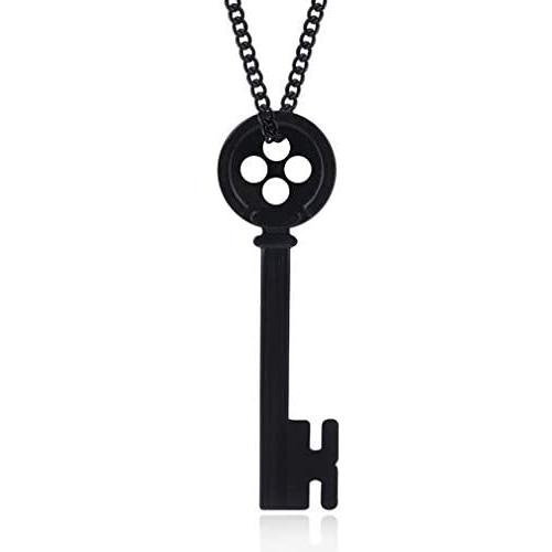 Metal Coraline Black Key Necklace- Coraline cosplay Necklace for women-Coraline Costume jewelry gift