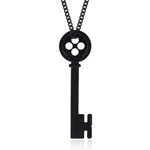 Metal Coraline Black Key Necklace- Coraline cosplay Necklace for women-Coraline Costume jewelry gift Metal Coraline Black Key Necklace- Coraline cosplay Necklace for women-Coraline Costume jewelry gift