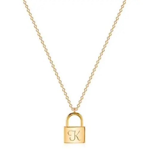 Mevecco Gold Dainty Initial Necklace Lock Necklace 18K Gold Plated Padlock Necklace Letter Necklaces for Women Minimalist Personalized Jewelry Mevecco Gold Dainty Initial Necklace Lock Necklace 18K Gold Plated Padlock Necklace Letter Necklaces for Women Minimalist Personalized Jewelry