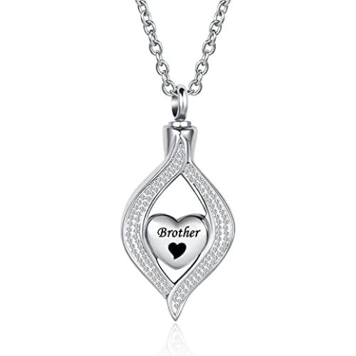 LuxglitterLin Teardrop Eye of My Heart Crystal Cremation Urn Necklace for Human Pet Ashes Holder Memorial Keepsake Pendant Jewelry
