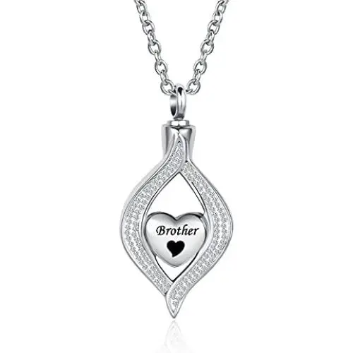 LuxglitterLin Teardrop Eye of My Heart Crystal Cremation Urn Necklace for Human Pet Ashes Holder Memorial Keepsake Pendant Jewelry