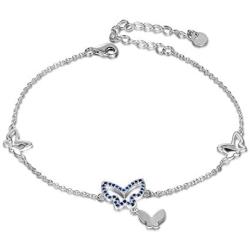 MONGAS Butterfly Charm Bracelet 925 Sterling Silver with CZ Adjustable Link Chain Jewelry for Women