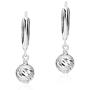 Sea of Ice Sterling Silver Diamond-Cut 8mm Ball Beads Leverback Drop Dangle Earrings for Women Girl