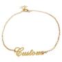 AIJIAO Womens Personalized Custom Name Bracelets & Name Anklets- Stainless Steel Gold Plated