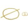 Bling Bling NY Womens Gold Tone Starburst Hugs & Kisses Necklace Bracelet Earrings Set 14K Gold Filled Medium Oval Hoops XOXO 18-20 inches