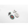 Cowlyn Turquoise Earring Green Bohemian Style Flowers Dangle Drop Exaggerated Retro Ladies 925 Silver Handmade Valentine Women Jewelry