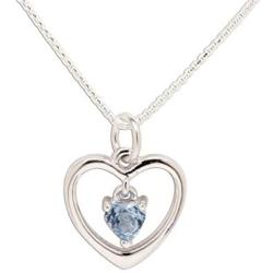 Girls Sterling Silver''Dancing Heart'' Simulated Birthstone Necklace