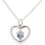 Girls Sterling Silver''Dancing Heart'' Simulated Birthstone Necklace